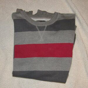 XL Valor Grey/Red Striped Sweatshirt, one small stain pictured